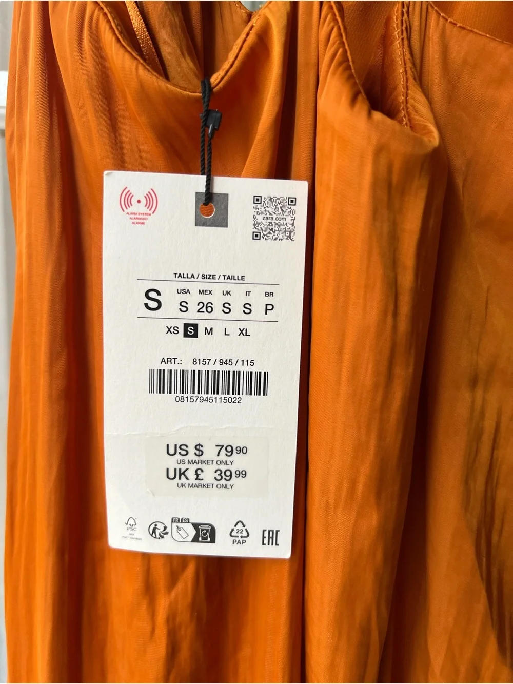 ZARA NWT Sunflower Orange Midi Dress - Picture 2 of 9